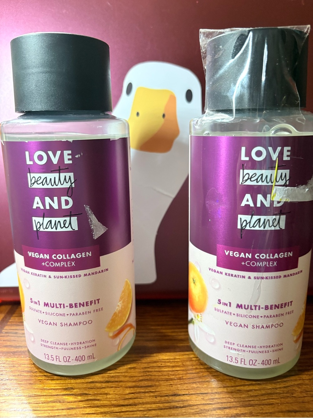 LOT OF 2 Love Beauty Planet VEGAN KERATIN & SUN-KISSED MANDARIN Shampoo Set